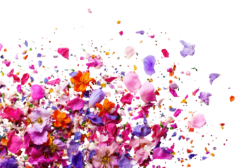 Colorful flower petals exploding in a vibrant array