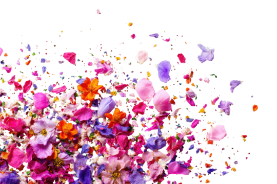 Colorful flower petals exploding in a vibrant array