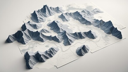 3D Mountain Terrain Map Model