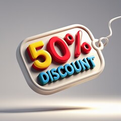 50% Discount Tag for Sales Promotion