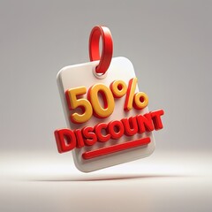 50% Discount Tag, Sales Promotion Sign