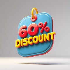 60% Discount Tag on Colorful Background