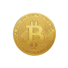 Gold Bitcoin Cryptocurrency Coin golden isolated on a transparent background