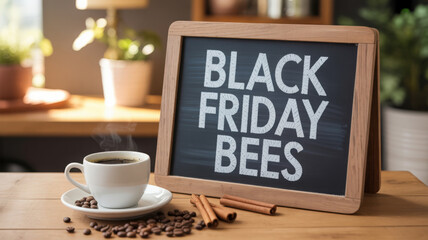 Black Friday Bees Chalkboard Coffee Shop Promotion