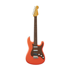 Obraz premium Photo of orange electric guitar isolated on transparent background