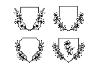 Elegant Silver Laurel Wreath Frames: Set of Four Ornate Jewelry and Design Borders