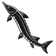 Obraz premium Black Silhouette of Lake Sturgeon Freshwater Fish Illustration