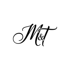 M&T Monogram logo, Minimalist Typographic Line Monogram Logo, MT Wedding monogram logo
