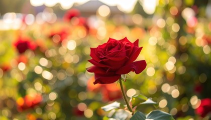 Single Red Rose in Sunlight