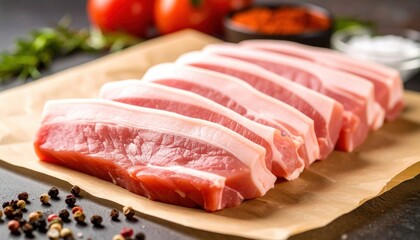 Slices of Pork Belly with Ingredients