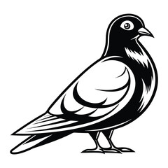 Obraz premium Pigeon Silhouette in Black Simple Wildlife Vector Illustration