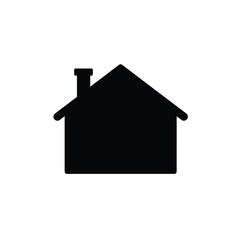 Black house silhouette with chimney home building