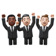 Diverse 3D Business Team Celebrating Success