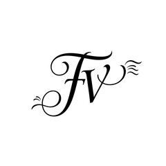 FV Monogram logo, Minimalist Typographic Line Monogram Logo