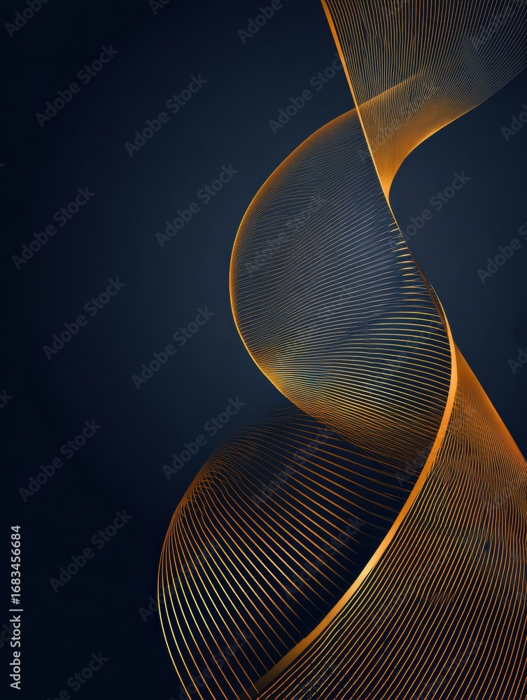 Poster a golden ribbon twists and sways gently in an elegant spiral, contrasting beautifully with the deep 