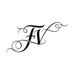 FV Monogram logo, Minimalist Typographic Line Monogram Logo