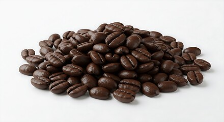 Naklejka premium Roasted Coffee Beans on a White Background
