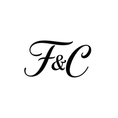 Obraz premium F&C Monogram logo, Minimalist Typographic Line Monogram Logo, FC Wedding monogram logo