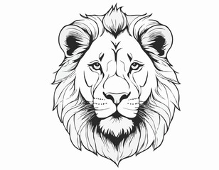 Lion portrait lion head sketch hand drawn engraving style Wild animals Vector illustration