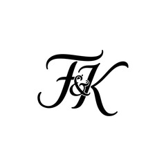 FK Wedding monogram logo, FK Typography Initial Letter Brand Logo