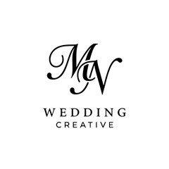 MN Wedding monogram logo, MN Typography Initial Letter Brand Logo	