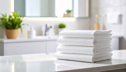 Stack of White Towels in Bathroom