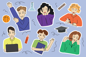 Set of cartoon stickers 