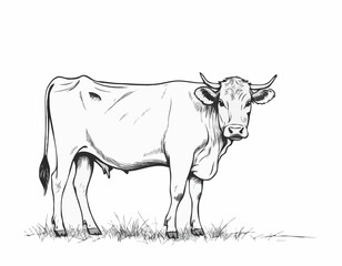 Farm cow hand drawn sketch illustration, Livestock