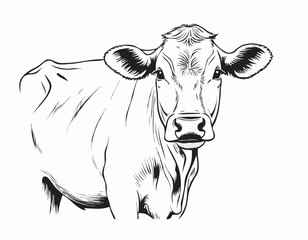 Farm cow hand drawn sketch illustration, Livestock