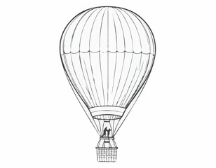 Naklejka premium Hot air balloon aerostat sketch hand drawn Vector illustration.