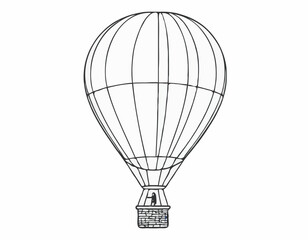 Obraz premium Hot air balloon aerostat sketch hand drawn Vector illustration.