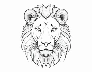 Lion portrait sketch hand drawn in doodle style Vector illustration Animal