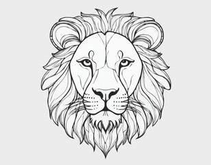 Lion portrait sketch hand drawn in doodle style Vector illustration Animal