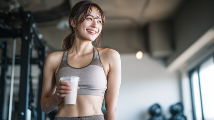 Fototapeta premium プロテインを飲む女性