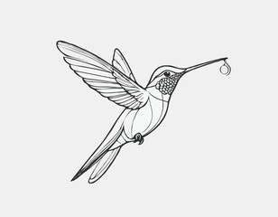 Hummingbird bird beautiful sketch hand drawn illustration
