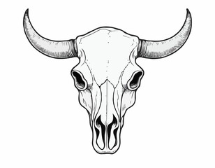 Cow skull sketch hand drawn in doodle style Vector illustration