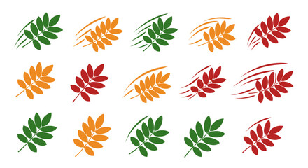 Fototapeta premium Colorful stylized leaves in various colors, perfect for fall season and nature designs