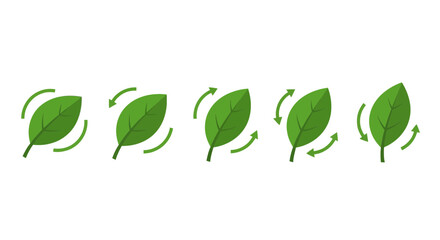 Green leaves with arrows showing rotation, perfect for natural, sustainable, and eco-friendly concepts