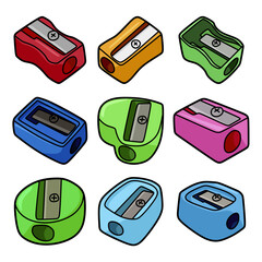 colorful cartoon pencil sharpeners set