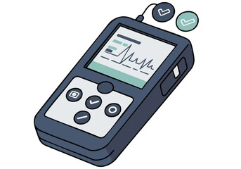 A modern medical device with a waveform display. It?s approved and features a clean, professional design. Ideal for healthcare, technology, and medical illustration.