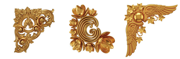 Golden Ornamental Corners Decorative Floral Accents and Elegant Embellishments