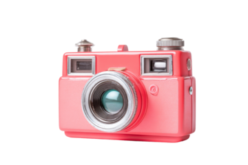 Retro pink camera, studio shot