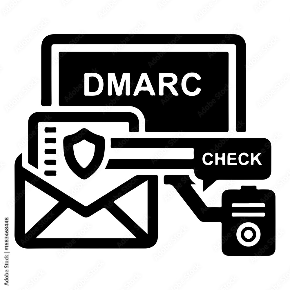 Poster secure email authentication dmarc check cybersecurity network protection vector illustration