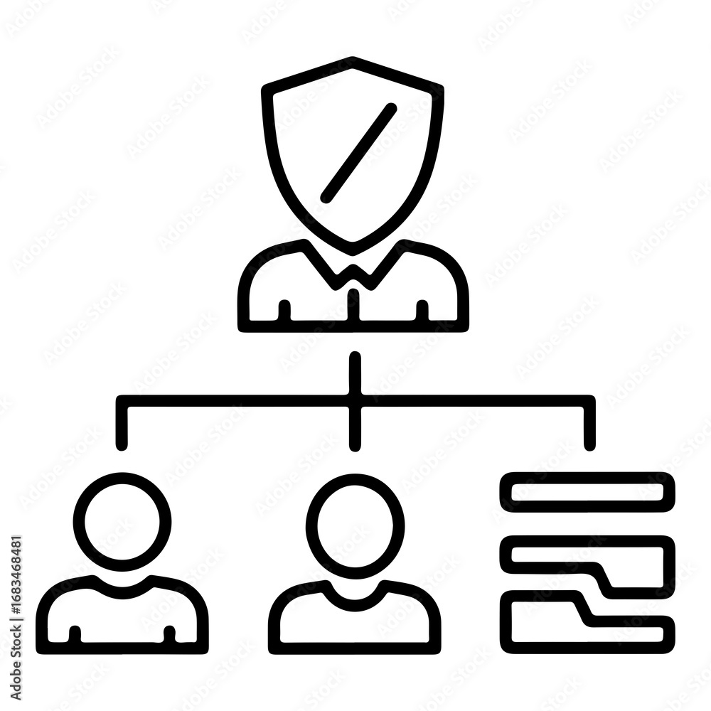 Aufkleber secure team structure icon vector graphic representing management and data organization concepts