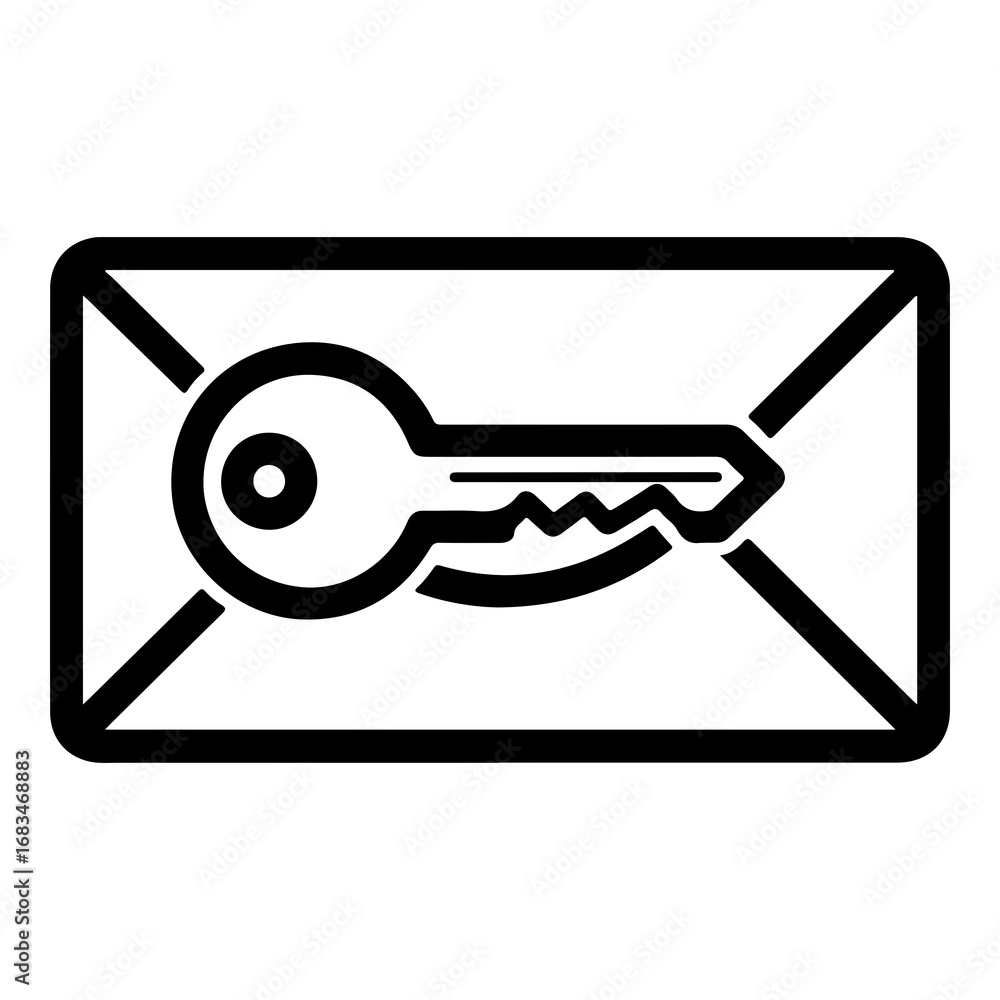 Aufkleber secure email vector icon key and envelope symbol for digital security and communication services