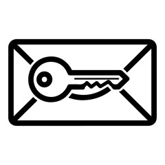 Secure email vector icon key and envelope symbol for digital security and communication services