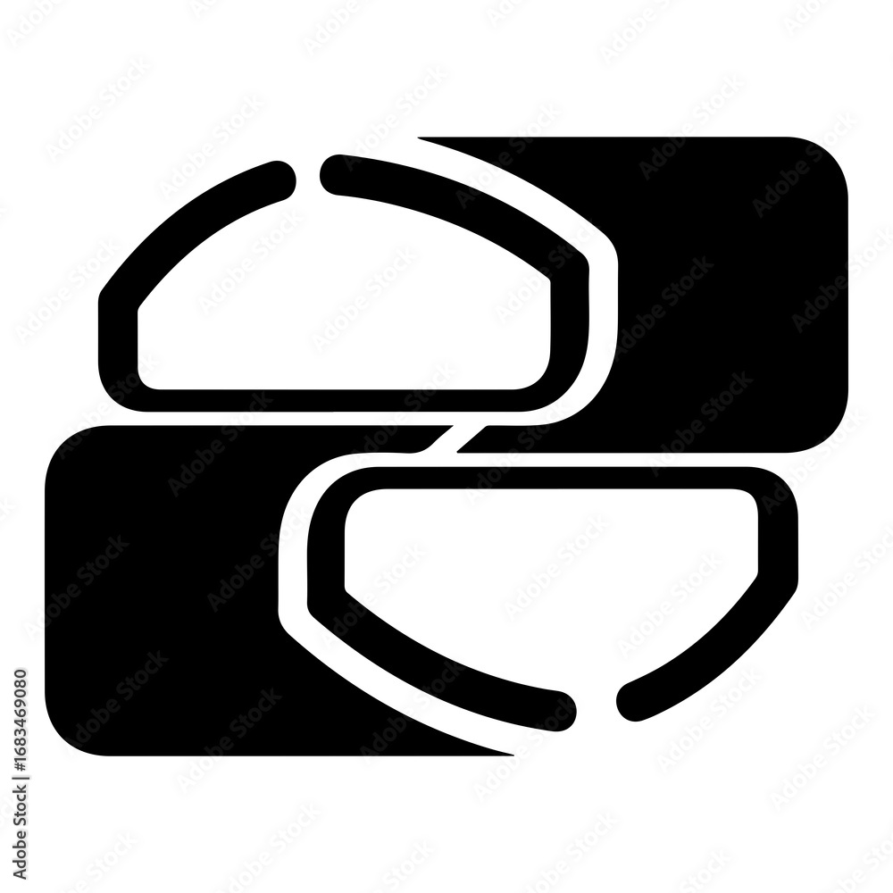 Fototapete modern abstract geometric vector icon symbol representing connection or two elements intersecting