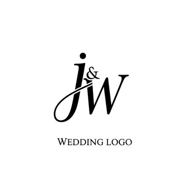 J&W Monogram logo, Minimalist Typographic Line Monogram Logo, JW Wedding monogram logo