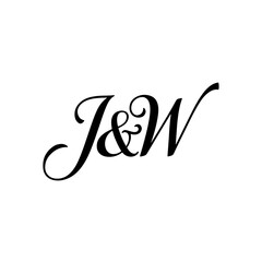 J&W Monogram logo, Minimalist Typographic Line Monogram Logo, JW Wedding monogram logo