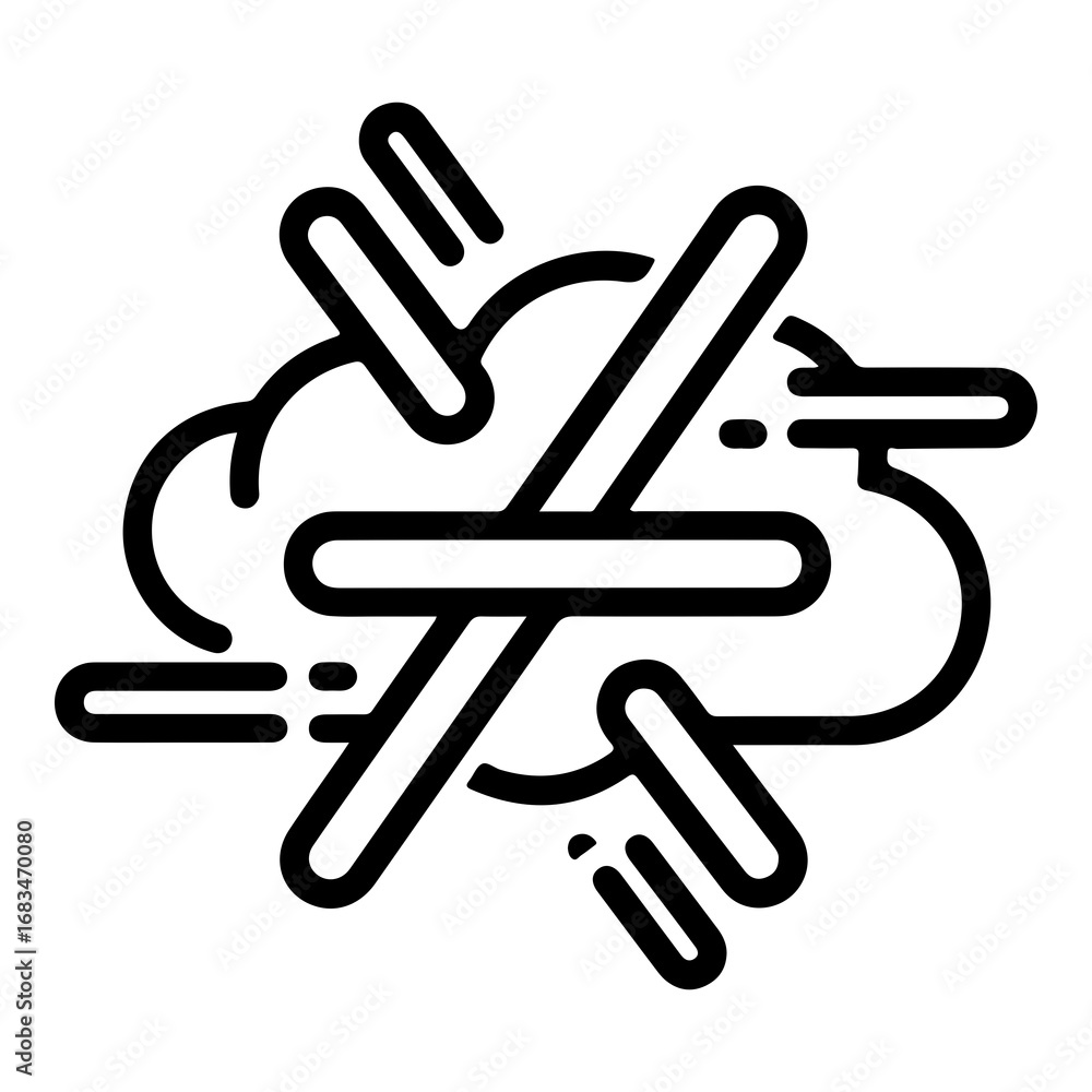Aufkleber abstract geometric cloud icon with streaks representing technology and data flow vector illustration